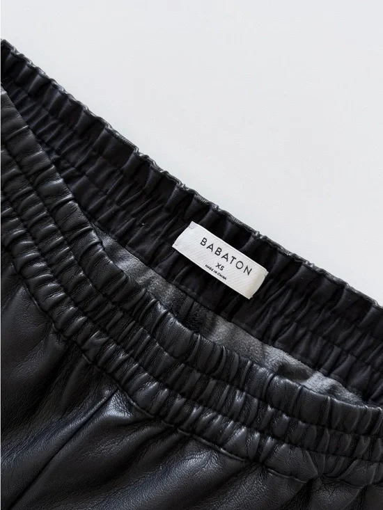 Babaton Faux Leather Jogger Pants Black High Rise Elastic Waist Size XS - Picture 4 of 15